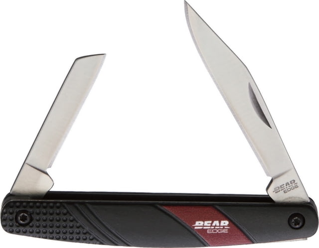 Bear Edge Pen Folding Knife Satin 440 SS Clip And Sheepsfoot Blades Black/Red Aluminum Handle Black and red - Bear Edge