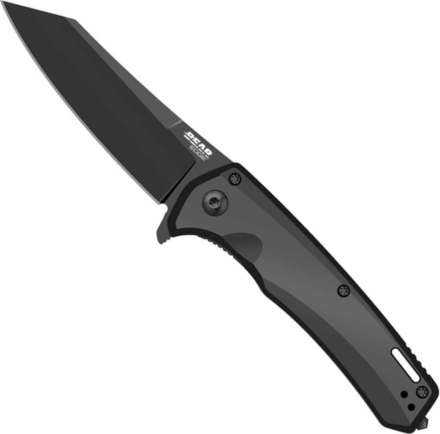 Bear Edge Sideliner w/ Reverse Tanto Folding Knife 3.5in 440 Stainless Steel Tanto Black Aluminum Handle - Bear Edge