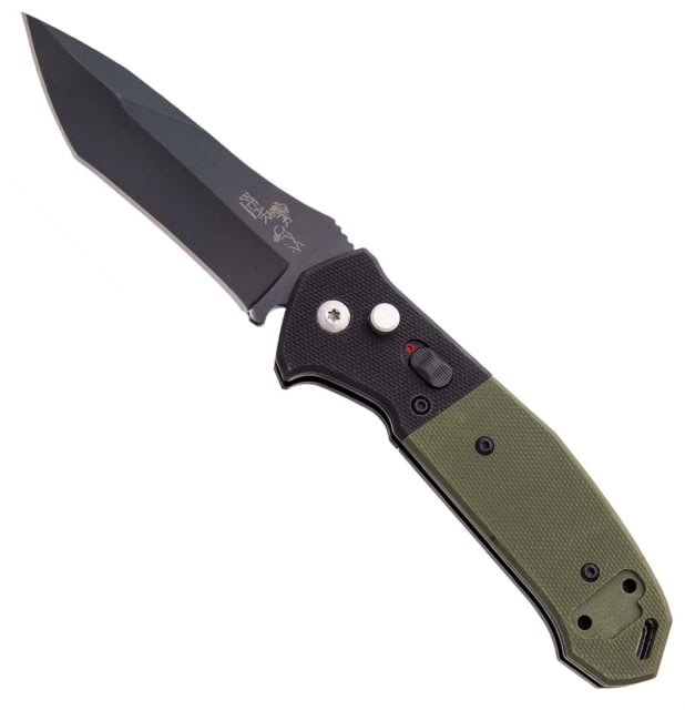 Bear OPS Auto Bold Action 5 Folding Knife 3.63in Sanvick 14C28N Black/Od Green G10 Handle