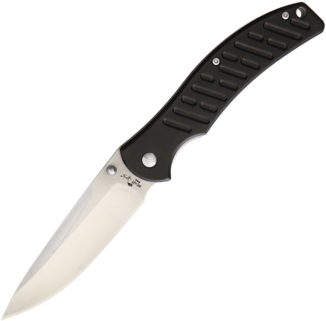 Bear OPS Bear Swipe III A/O Folding Knife 4.5in Closed 3.5in Satin 14C28N Sandvik SS Drop Point Black Aluminum Handle Thumb Stud Pocket Clip Black