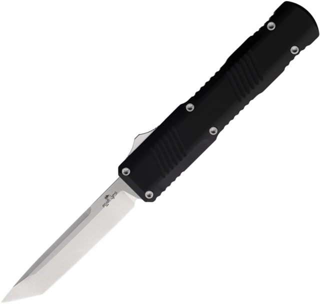 Bear & Son Cutlery OTF Tanto Automatic Folding Knife 4.75in Closed 3.5in Satin Stainless Tanto Blade Black Aluminum Handle - Bear & Son Cutlery