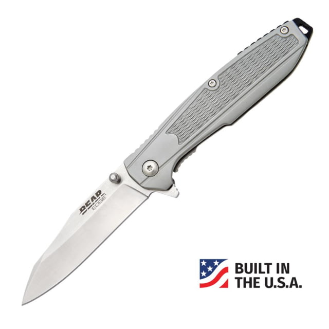 Bear Edge Bear & Son Cutlery Bear & Son Frame Lock Folding Knife 3-1/4" Reverse Tanto Blade Grey - $57.99 at Optics Planet