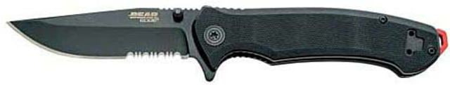 Bear & Son Cutlery Pattern 112 Folding Knife 3.5inBlack Serr Blade 440 Stainless Steel Black Matte G-10 Handle - Bear & Son Cutlery