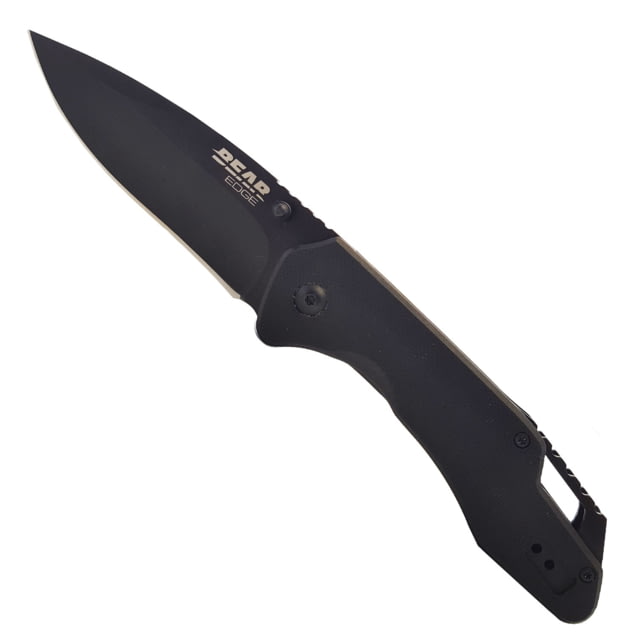 Bear & Son Cutlery Sideliner Assisted Opening Folding Knife 3.38in 440 Stainless Steel Drop Point Black Blade Black G10 Handle - Bear & Son Cutlery