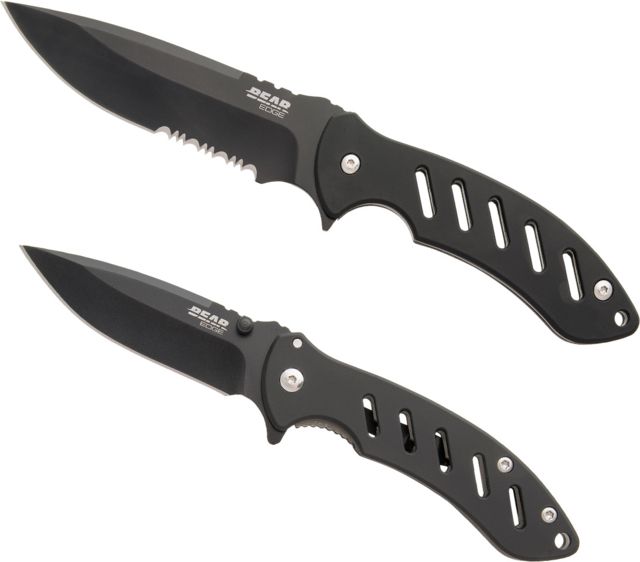 Bear & Son Cutlery Brisk 1.0 Comb Set 4 1/16 Black Folder & 9 3/4 Black Fixed Blade - Bear & Son Cutlery