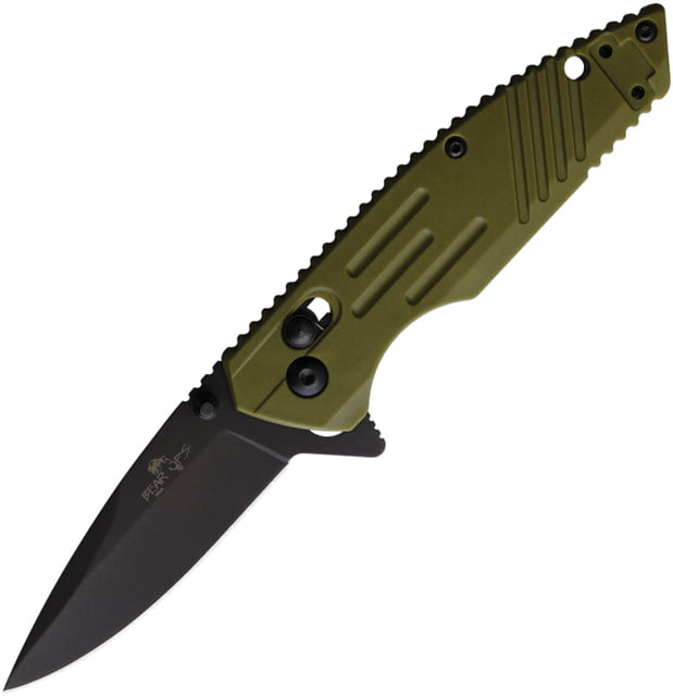 Bear & Son Cutlery OD Zytel Folding Knife 4.25in Closed 3.25in Black Oxide Coated D2 Tool Steel Blade OD Green Zytel Handle - Bear & Son Cutlery