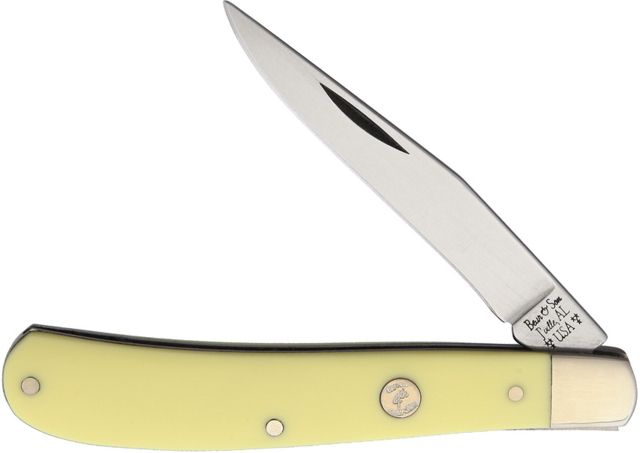 Bear & Son Cutlery Trapper Yellow Delrin Folding Knife3in1095 Carbon SteelClipYellowDelrin Handle