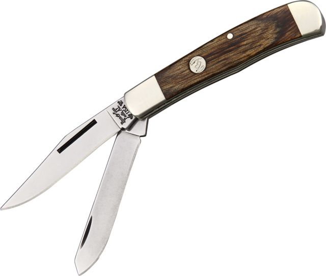 Bear & Son Mini Trapper Fold Knife SS clip and spey Blades Heritage Walnut handl B