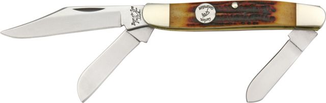 Bear & Son Stockman Fold Knife High polished 1095 Carbon Steel clip Red Stag Bone Handle B - Bear & Son Cutlery