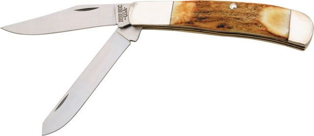 Bear & Son Trapper Stag Fold Knife High Carbon SS clip and spey Blade India Stag Bone Handle BC554