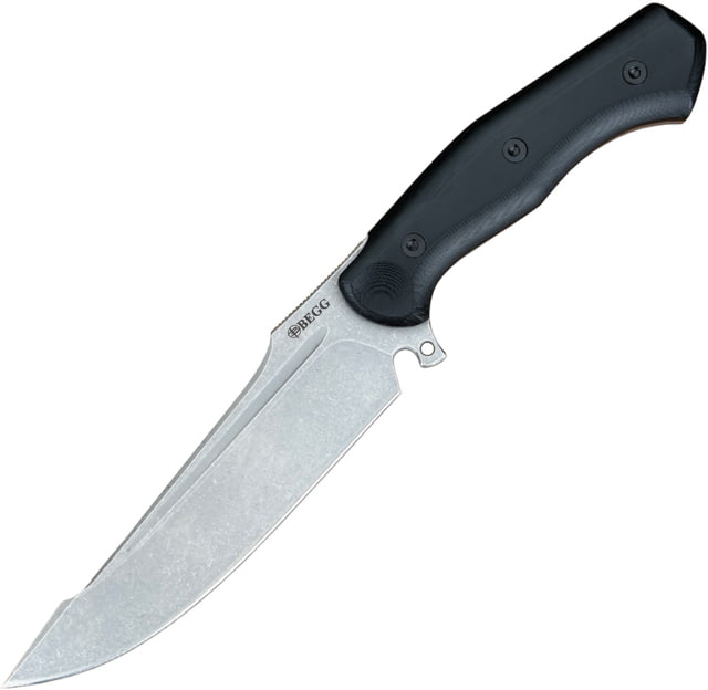Begg Knives Alligator Fixed Blade Knife 6.38in 14C28N Sandvik Stainless Tumbled Blade Black G10 Handle BG048 - Begg Knives