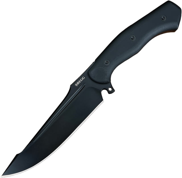Begg Knives Alligator Fixed Blade Knife 6.38in 14C28N Sandvik Stainless Black PVD Coated Blade Black G10 Handle BG047 - Begg Knives