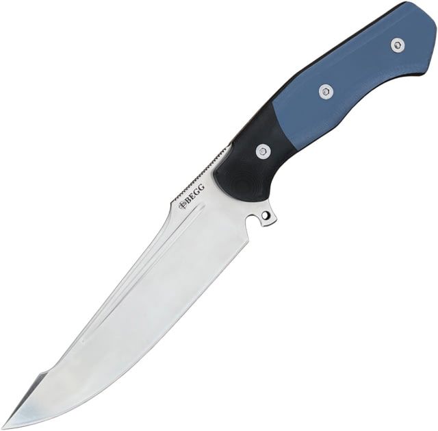 Begg Knives Alligator Fixed Blade Knife 6.38in 14C28N Sandvik Stainless Satin Blade Blue/Black G10 Handle BG051 - Begg Knives