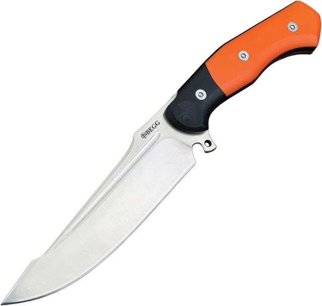 Begg Knives Alligator Fixed Blade Knife 6.38in 14C28N Sandvik Stainless Satin Blade Orange/Black G10 Handle BG049 - Begg Knives