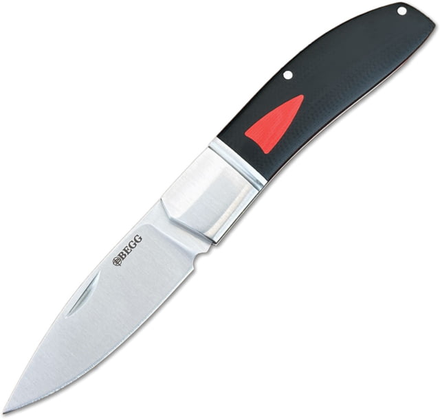 Begg Knives Black Widow SlipJoint Folding Knife 3in 14C28N Sandvik Stainless Satin Drop Point Blade Black/Red G10 Handle BG040 - Begg Knives