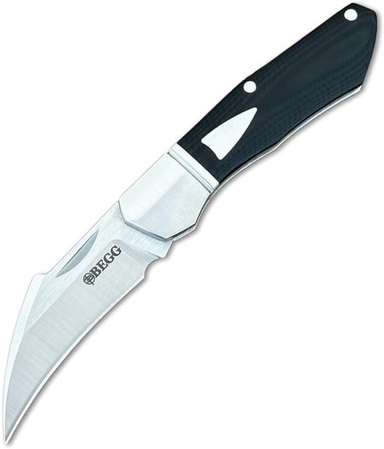 Begg Knives Hawkbill SlipJoint Folding Knife 2.38in 14C28N Sandvik Stainless Satin Hawkbill Blade Black G10 Handle BG041 - Begg Knives