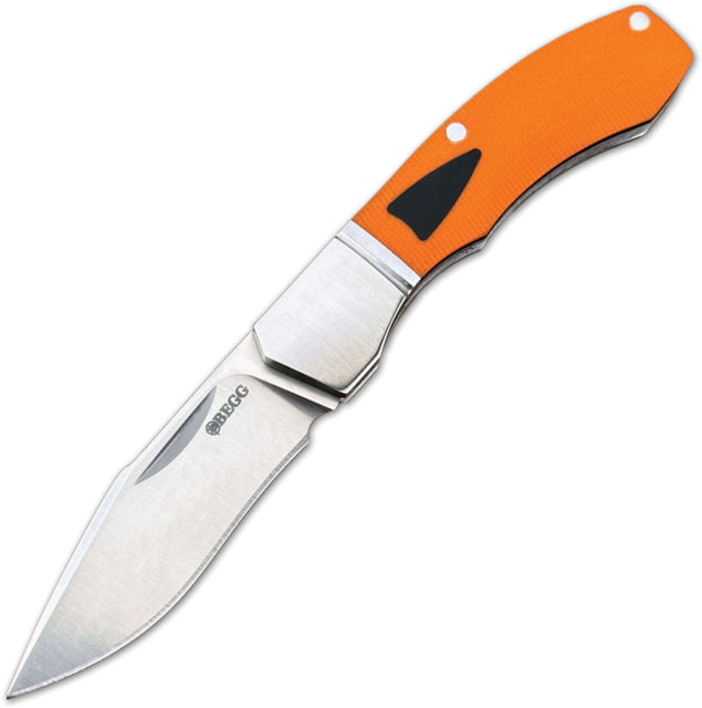 Begg Knives Mini Hunter SlipJoint Folding Knife 2.1in 14C28N Sandvik Stainless Satin Recurve Blade Orange/Black G10 Handle BG042 - Begg Knives