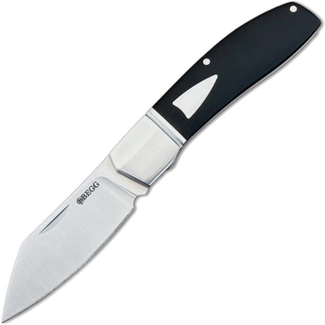 Begg Knives Sheepsfoot SlipJoint Folding Knife 3in 14C28N Sandvik Stainless Satin Sheepsfoot Blade Black G10 Handle BG035 - Begg Knives