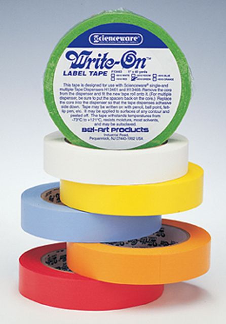 Bel-Art Write-On Label Tape SCIENCEWARE F Tape Rolls With 2.5 Cm 1" Dia. Core