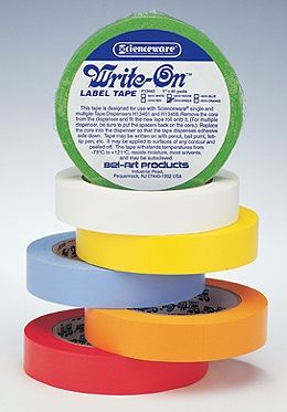 Bel-Art Write-On Label Tape SCIENCEWARE F Tape Rolls With 7.6 Cm 3" Dia. Core