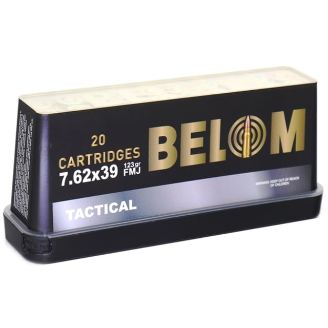 om 7.62x39mm 123 Grain Full Metal Jacket FMJ Brass Cased Non-Corrosive Boxer Primed Centerfire Rifle 20 Rounds 8606110608093 Ammo