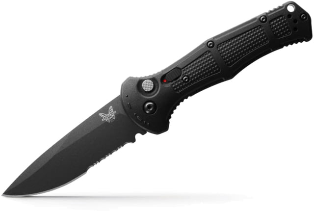 Benchmade Claymore Automatic Folding Knife 3.6in 154CM Stainless Steel Drop-Point Serrated Blade Grivory Black Handle - Benchmade