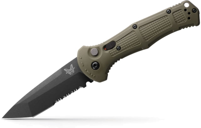 Benchmade Claymore Automatic Folding Knife 3.6in 154CM Stainless Steel Tanto Serrated Blade Grivory Ranger Green Handle - Benchmade