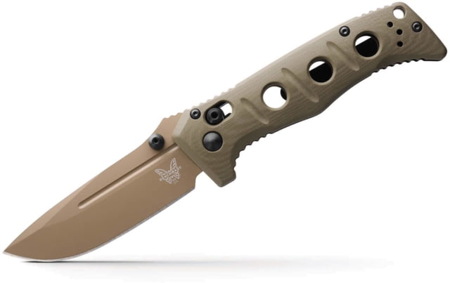 Benchmade Mini Auto Adamas Folding Knife 3.25in MagnaCut Stainless Steel Drop-Point Blade G10 OD Green Handle - Benchmade