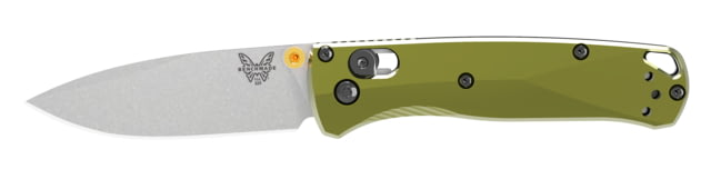Benchmade Mini Bugout Folding Knife 2.82in CPM S90V Stainless Steel Drop Point Blade Aluminum WoOlive Drabland Green Handle