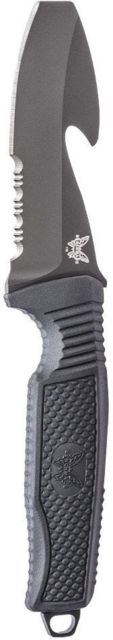 Benchmade H2O Fixed Blade Knife Serrated Black Blade 3.5 in N680 Stainless Steel Blade Opposing Bevel Blade Rubberized Overmold Black