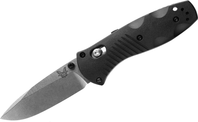 Benchmade Mini-Barrage Assisted Opening Folding Knife 2.91 in 154CM Stainless Steel Drop Point Plain Edge Satin Blade Valox Black Handle
