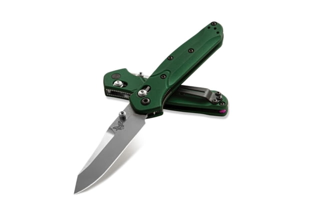 Benchmade Mini Osborne Axis Folding Knife 2.92in CPM-S30V Stainless Steel Reverse Tanto Blade 6061-T6 Billet aluminum Green Handle