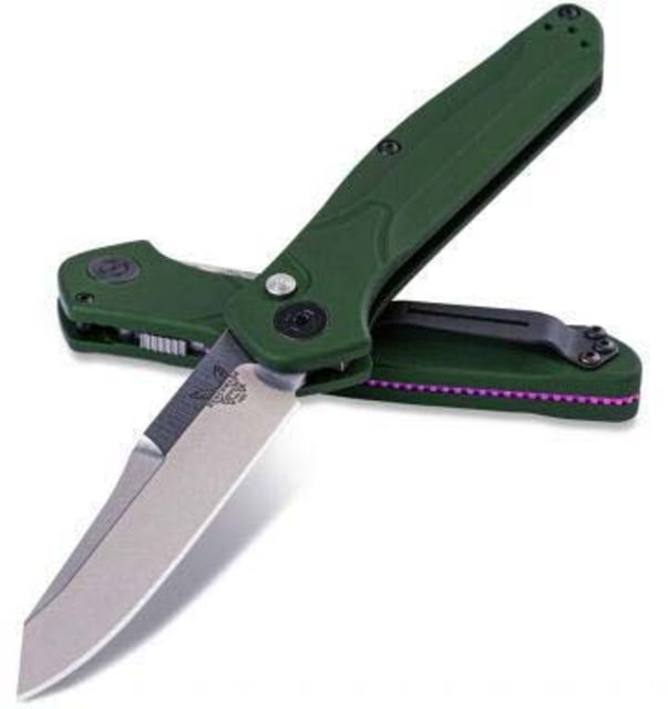 Benchmade Black Class Osborne Satin Automatic Folding Knife 3.4 in CPM-S30V Reverse Tanto 6061-T6 Aluminum Olive Handle Green