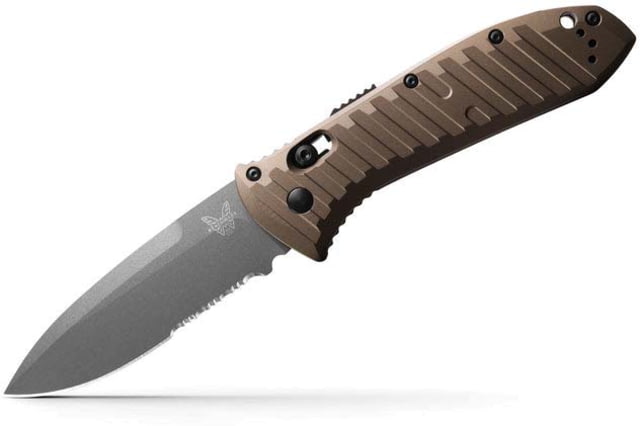 Benchmade Presidio II Axis Automatic Folding Knife 3.72in CPM-M4 Super Steel Drop Point Blade 6061-T6 Aluminum With Burnt Bronze Anodize Handle