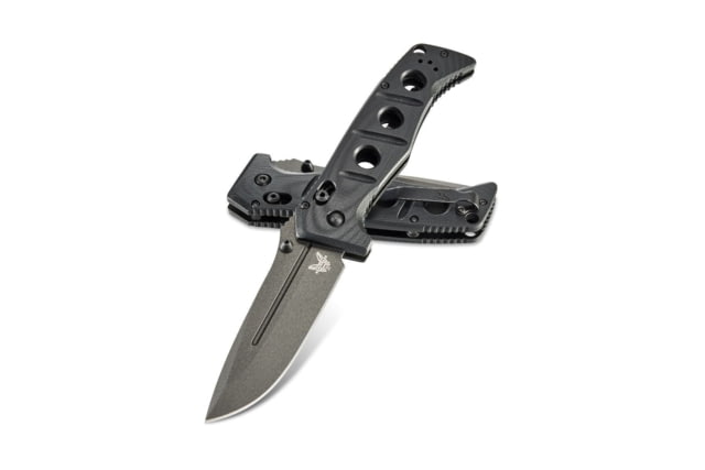 Benchmade Sibert Adamas Axis Stud Folding Knife 3.82 in CPM-CruWear Steel Grey Coated Drop Point Blade Contoured G-10 Black Handle