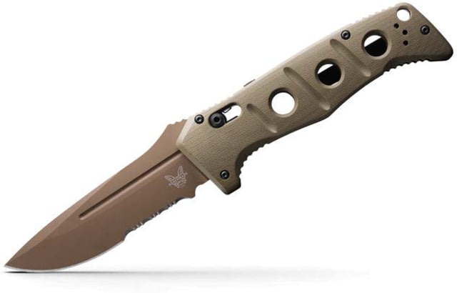 Benchmade Sibert Auto Adamas Axis Stud Automatic Folding Knife 3.8in CPM-CruWear Steel Drop Point Serrated Flat Earth Coated Blade G10 Handle - Benchmade