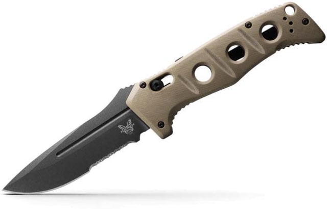 Benchmade Sibert Auto Adamas Axis Stud Automatic Folding Knife 3.8in CPM-CruWear Steel Drop Point Serrated Grey Coated Blade G10 Handle - Benchmade