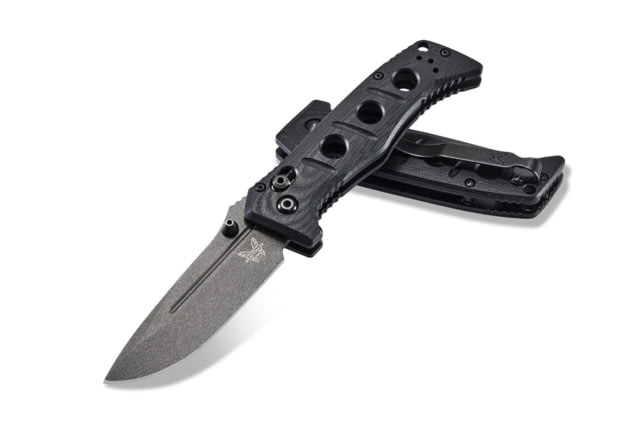 Benchmade Sibert Mini Adamas Axis Stud Folding Knife 3.25in CPM-CruWear Steel Drop Point Grey Coated Blade Contoured G-10 Handle - Benchmade