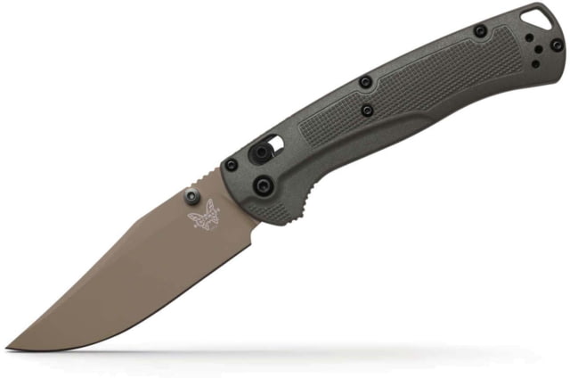 Benchmade Taggedout Folding Knife 3.5 in Elmax Stainless Powder Steel Clip Point Blade Grivory Tan Handle
