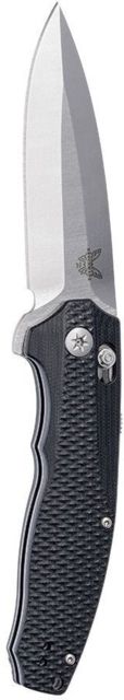 Benchmade Vector Axis Assisted Opening Folding Knife 3.6 in CPM-S30V Plain Edge Satin Spear Point Blade Black Contoured G10 Handle