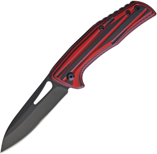 Benchmark Slip Joint Folder Folding Knife 2.5in Black SS Blade Black/Red G10 Handle Slip Joint Thumb Pull Pocket Clip Black and red BMK120/BF21099 3" - Benchmark
