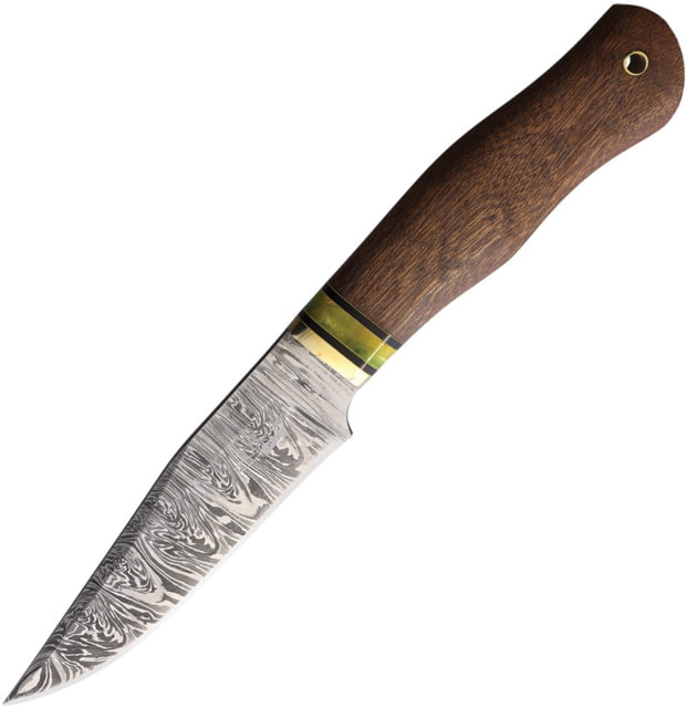 BenJahmin Knives Damascus Fighter Knife 5.25" Damascus steel blade Wood resin and brass handle - Benjahmin Knives