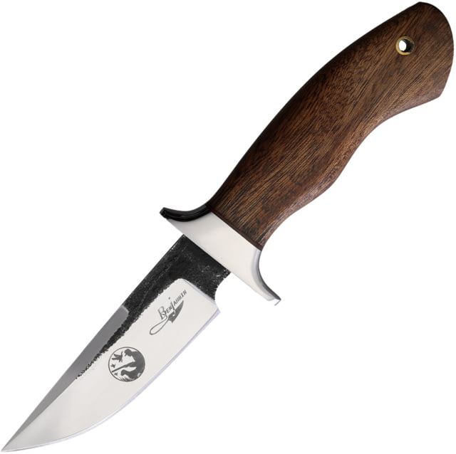 Benjamin Brute De Forge Hunting Knife 9.5in Overall 4.5in Stainless Steel Blade Brown Wood Handle Leather Sheath - Benjamin
