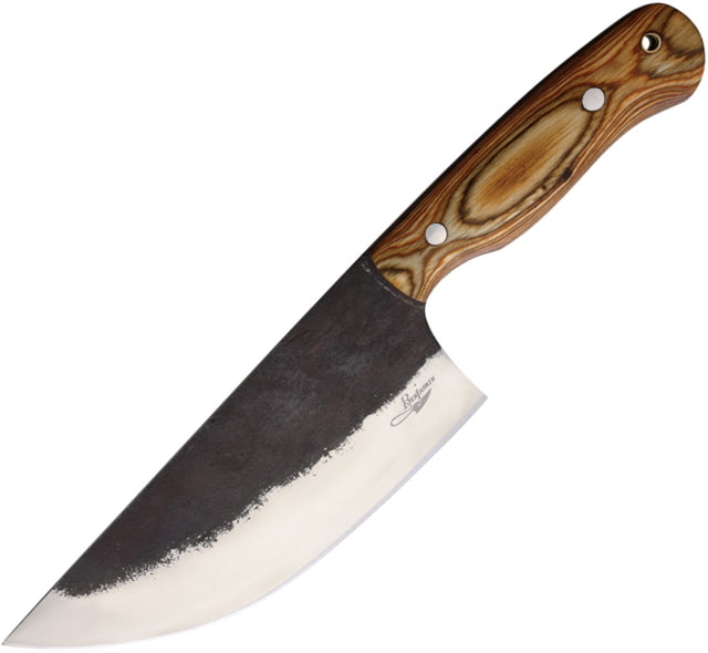 Benjamin 029 Camp Cleaver Knife 12.25in Overall 7in Stainless Steel Blade Brown Wood Handle Leather Sheath - Benjamin