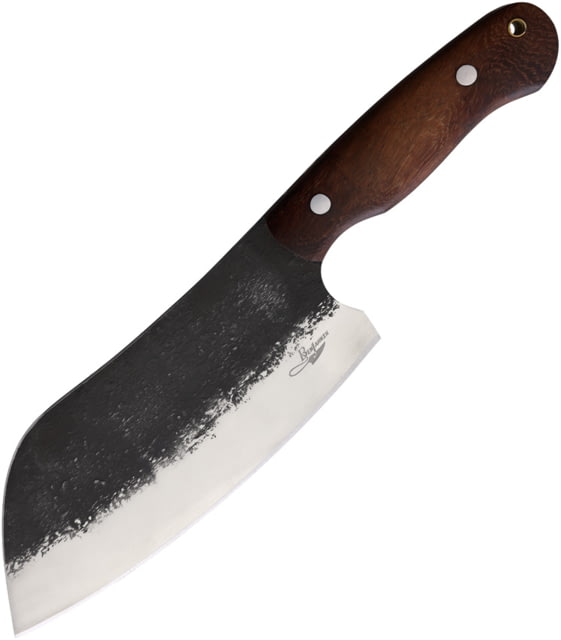 Benjamin 030 Camp Cleaver Knife 11.75in Overall 7in Stainless Steel Blade Brown Wood Handle Leather Sheath - Benjamin