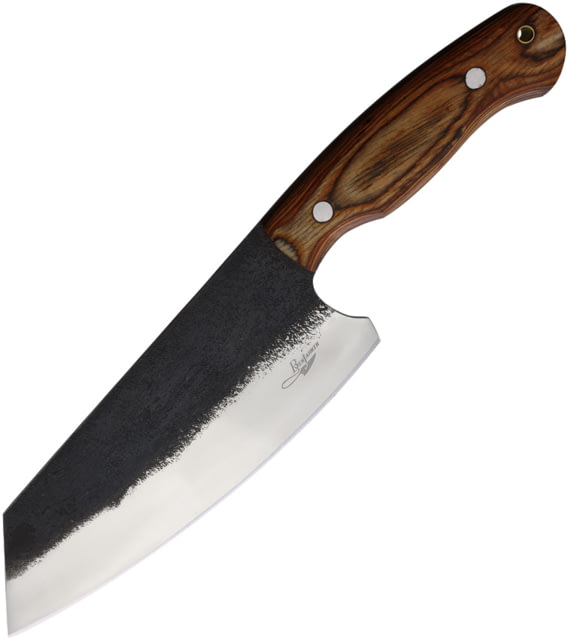 Benjamin 028 Camp Cleaver Knife 12.25in Overall 7in Stainless Steel Blade Brown Wood Handle Leather Sheath - Benjamin