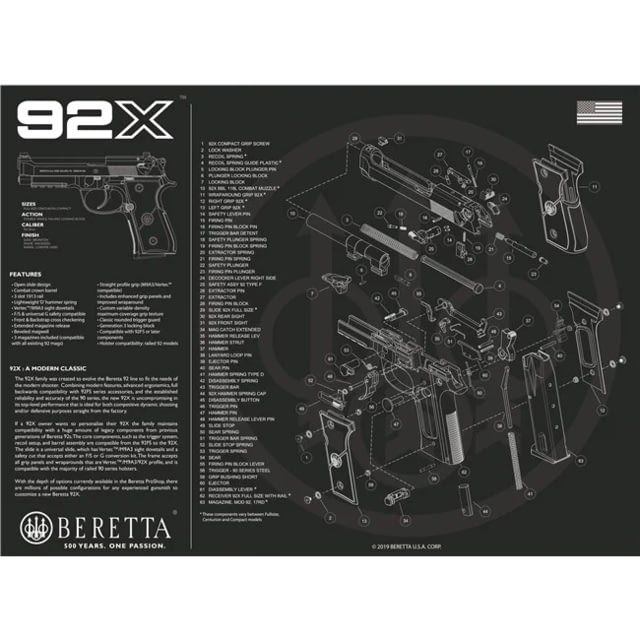 Beretta 92X Gun Cleaning Mat Black - Beretta