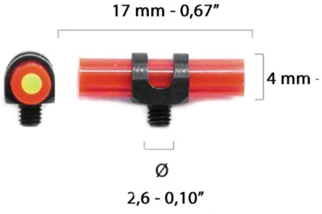 Beretta Green Heart Standard Shotgun Sight - Long 4X17mm 2.6mm Red/Green - Beretta