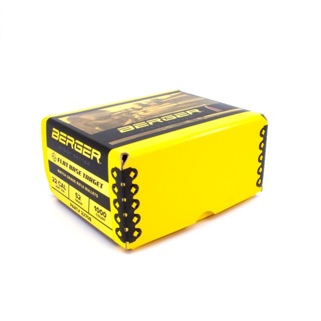 Berger .22 Caliber 52 grain Flat Base Rifle Bullets 1000 Bullet