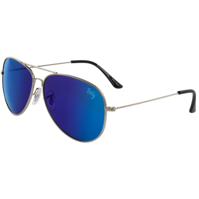 Berkley Diamond Sunglasses Silver Frame Blue Mirror Grey Base Lens - Berkley
